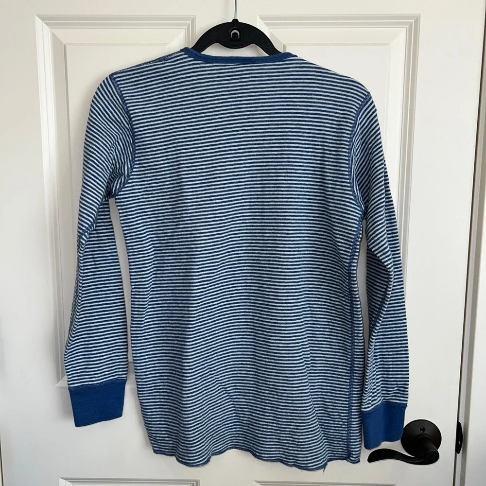 Vintage L.L.Bean 2 Layer Wool‎ Blend Striped Long Sleeve Thermal Shirt Size Med